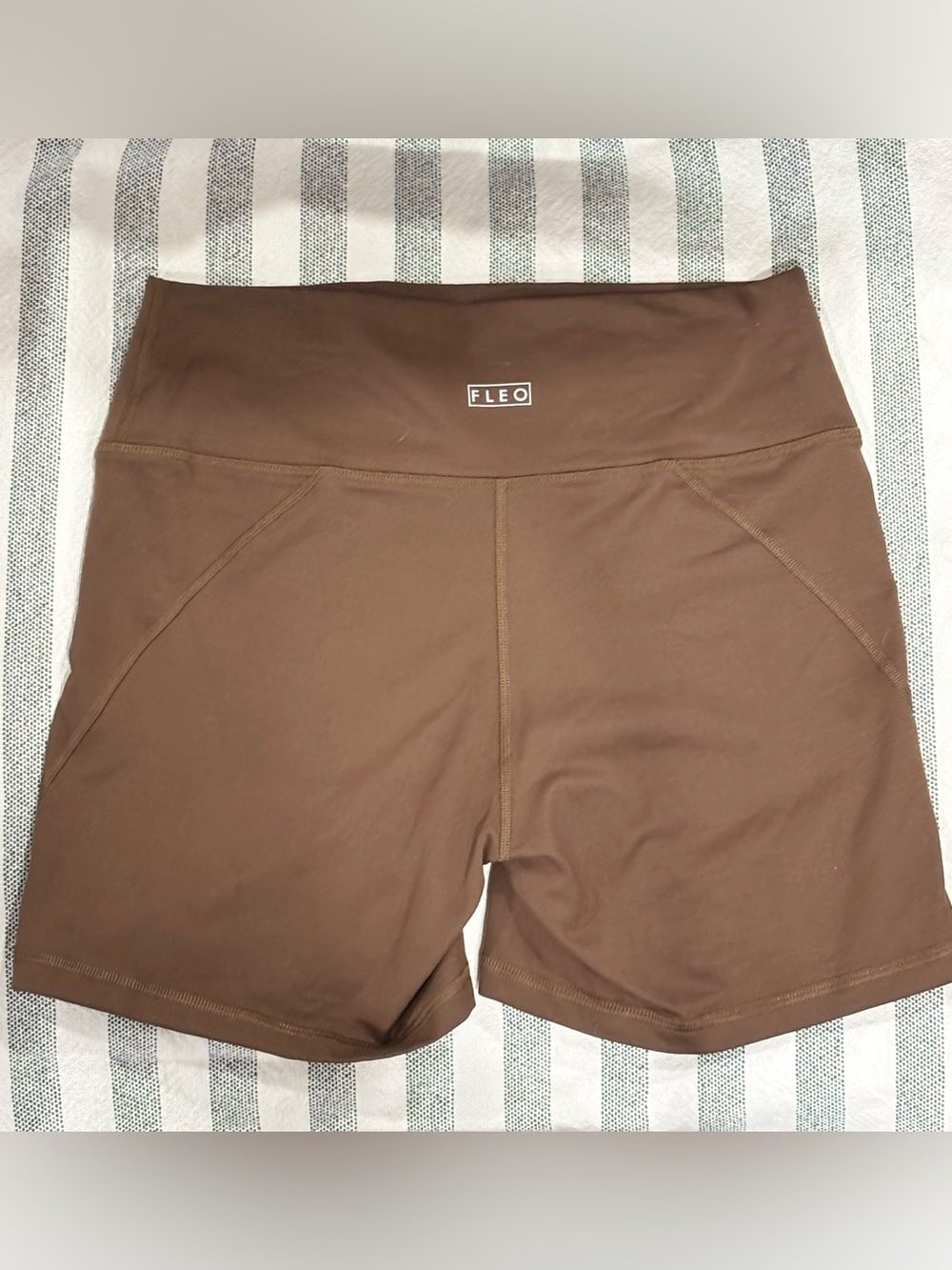 Fleo High-Waist Brown Bike Shorts Retired Colorway HTF No Sheer, Made in Texas